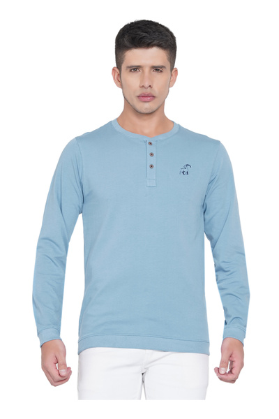 LAUREN SMITH Men’s Lycra Looper Buttoned T-Shirt–Full Sleeve Cotton Elastane ...