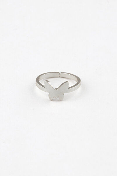 Sortie Aksesuar Kelebek Figürlü Boyu Ayarlanabilir Paslanmaz Çelik Yüzük