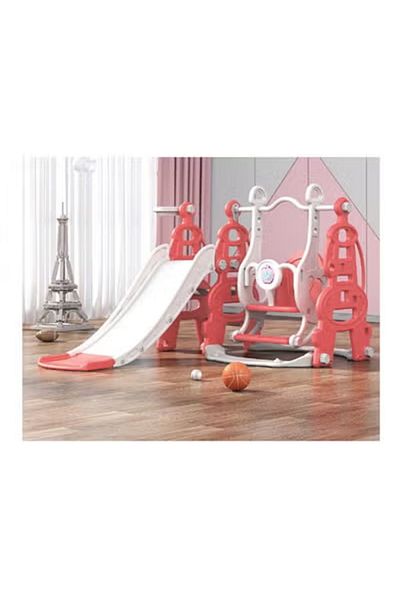 FULLJOY 3*1 Pearl of the East Slide with Swing and Basketball, Multi-color