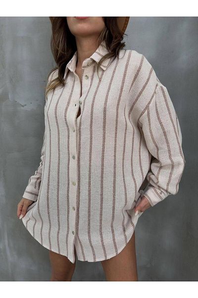 Osyday Γυναικείο καλοκαιρινό ριγέ πουκάμισο casual κοπής