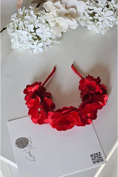 çiğdem kaya design Red Crown, Henna Crown, Red Party Crown, Henna Night Accessory, Hair Accessory