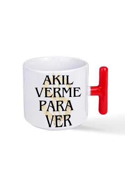 NACARLAR 6 Printed Coffee Cups with Red t Handles
