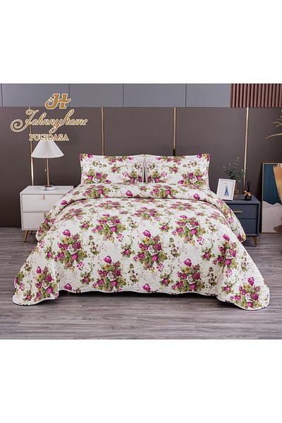 OEM Double bedspread with TWO-SIDED pattern, quilted, Satin Cotton