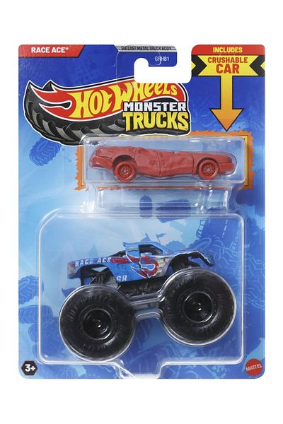 HOT WHEELS MONSTER TRUCK AND METAL RACE ACE CAR