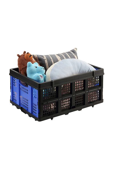 Lawazim 56×40×26 cm Foldable Crate – Ventilated Plastic Storage 20 kg Capacity & Ergonomic Handles
