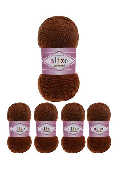 ALÂ Original Turkish Alize Gold Cotton Threads, 5 Pieces
