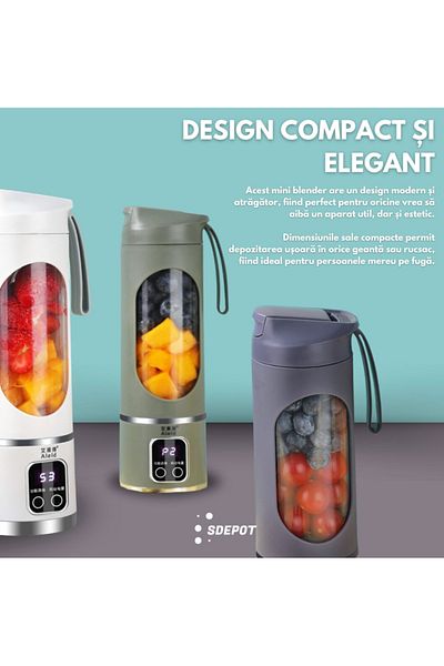 Razo RAZO MINI PORTABLE ELECTRIC BLENDER, MULTIFUNCTIONAL, USB CHARGING, MULTISPEED CONTROL, 450ml