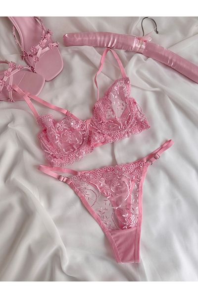 EDLİNGERİE Swan Powder Pink Bralet Set