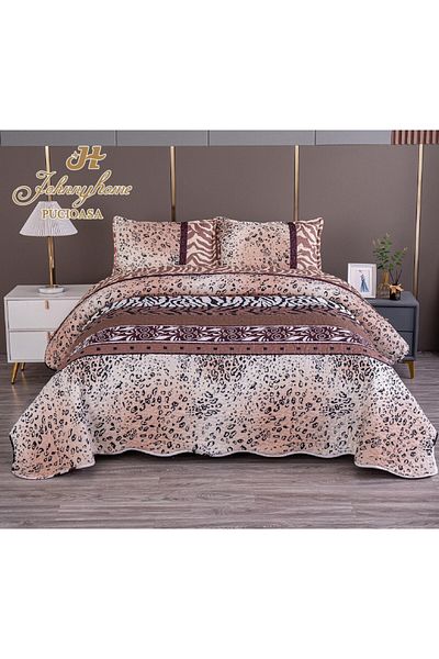 OEM Double bedspread with TWO-SIDED pattern, quilted, Satin Cotton, V13A