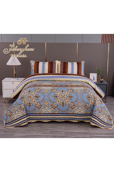 OEM Double bedspread with TWO-SIDED pattern, quilted, Satin Cotton