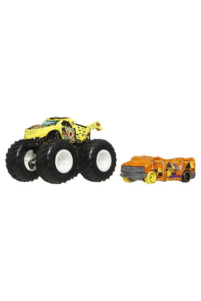 HOT WHEELS MONSTER TRUCK AND TOTALED METAL CAR