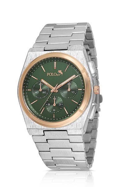 Polo Air Sports Men's Wrist Watch Silver Green Copper Color Pl-0999E5X