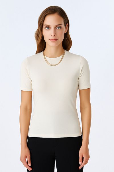 GİZAL Basic T-shirt Ecru