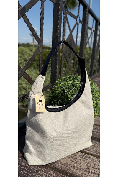 SİNİSA BAG Geantă de umăr de vară din piele de in pentru femei