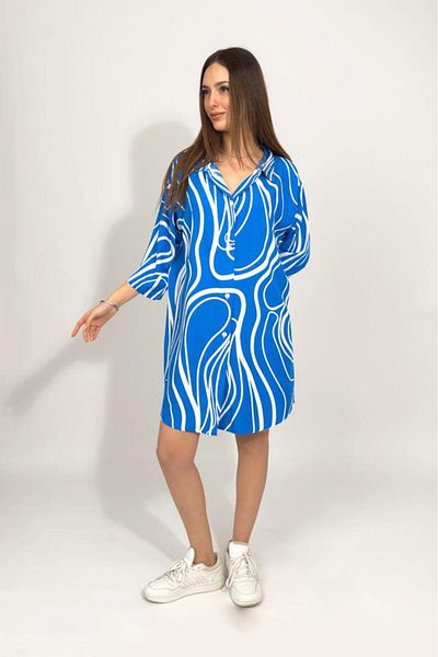 Betimoda Women's Woven Viscose Casual Casual Shirt Collar Dress