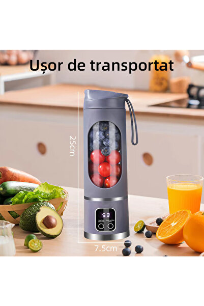 Razo MINI BLENDER ELECTRIC PORTABIL RAZO, MULTIFUNCȚIONAL, ÎNCĂRCARE USB, CONTROL MULTIVITEZĂ, 450ml, Mov