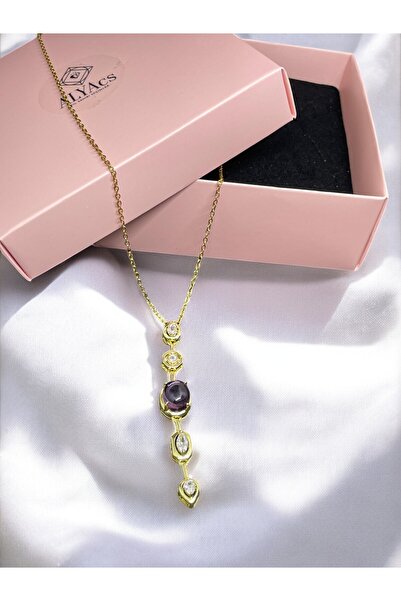 alyacs قلادة نسائية أنيقة من الفولاذ على شكل حرف Y مرصعة بحجر الزركون باللون ...