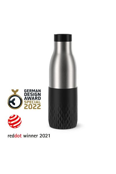 TEFAL Stainless Steel Double Wall Vacuum Drinking Bottle Bludrop Steel Black 500ml