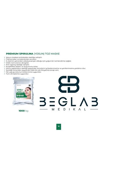 BEGLAB PREMIUM SPIRULINA (YOSUN) TOZ MASKE 1KG