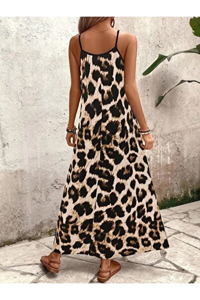 Viyamo Rochie de damă din noua sezon cu bretele și decolteu în V cu imprimeu leopard