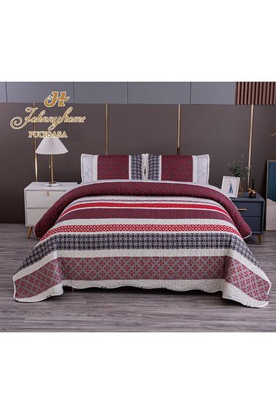 OEM Double bedspread with TWO-SIDED pattern, quilted, Satin Cotton