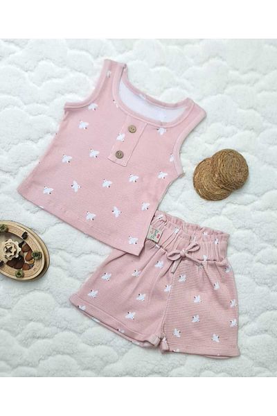 Fox Moda Waffle Fabric Girl's Thick Strap Shorts Set