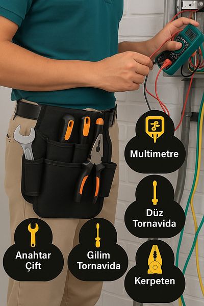 YETİŞENLER Multi-Compartment Waist Type Tool Bag - Professionals, Plumbers, Electricians, Carpenters