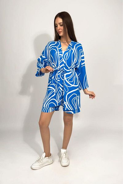 Betimoda Woven Viscose Relaxed Fit Kimono Shorts Bottom Top Set