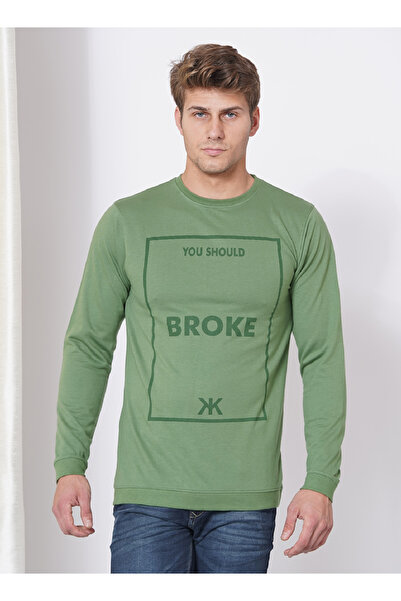 LAUREN SMITH تي شيرت رجالي كاجوال برقبة دائرية وأكمام طويلة وطبعة لوبير، مصنوع من مزيج القطن