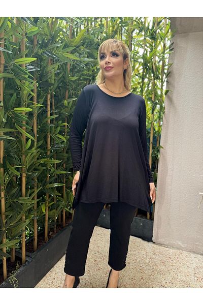 fly just Women's Large Size Slitted Sleeves Flexible Viscose Tunic