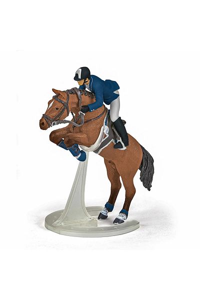 As PAPO FIGURINE SET JOCKEY AND JUMPING HORSE