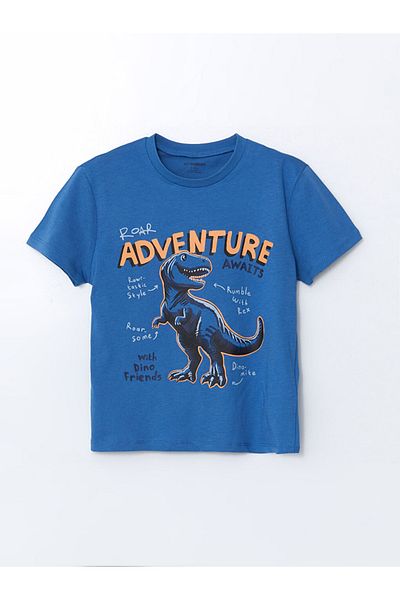 LC Waikiki Lcw Boys Dinosaur Print Crew Neck T-Shirt and Shorts 2-Piece Set