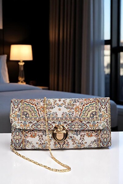 MODA Women's Ethnic Carpet Patterned Fabric Shoulder and Hand Bag – Stylish Design with Chain Strap