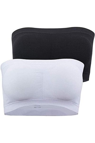 Glamroot Women's Strapless Seamless Padded Bandeau Tube Top Bra, Removable Pads, Free Size