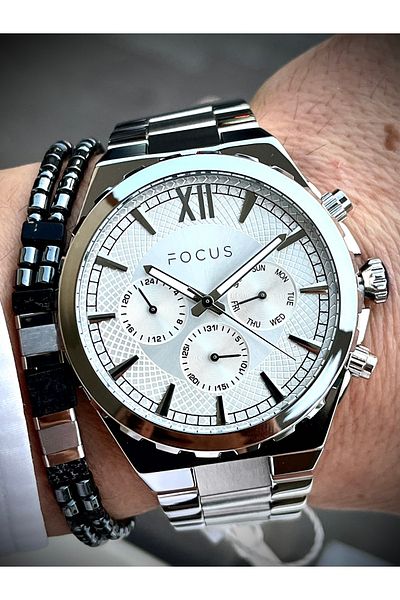 Focus Men's Watch All F. Active Steel 3 Atm Guaranteed 2 Years Wristband Gift