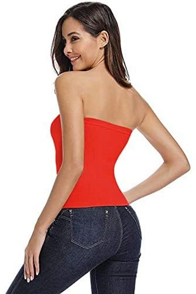 Glamroot Women's Seamless Strapless Crop Top Tube Top Inner Camisole