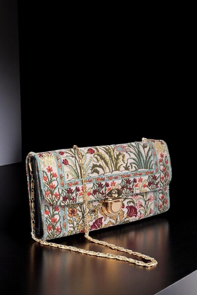 MODA حقيبة كتف وحقيبة يد نسائية من القماش المنقوش بسجادة عرقية - تصميم أنيق مع حزام سلسلة