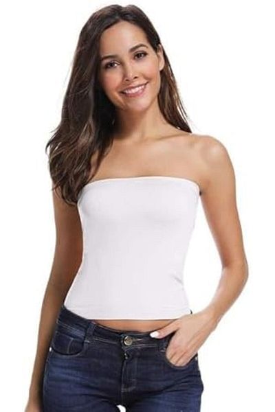 Glamroot Women's Seamless Strapless Crop Top Inner Tube Camisole
