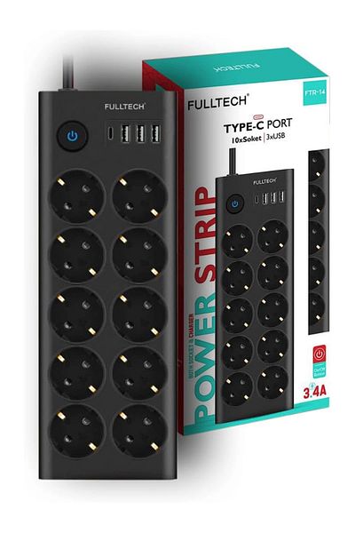 Miracle Omni Ftr14 Type-C Input Current Protected 10 Socket, 3 USB