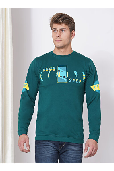 LAUREN SMITH تي شيرت رجالي كاجوال برقبة دائرية وأكمام طويلة وطبعة لوبير، مصنوع من مزيج القطن