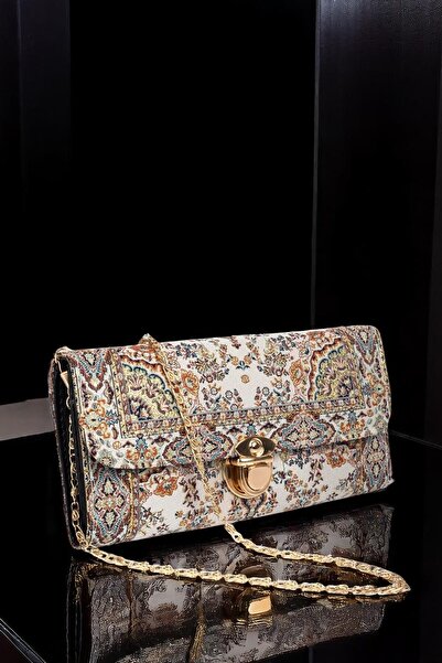 MODA Women's Ethnic Carpet Patterned Fabric Shoulder and Hand Bag – Stylish Design with Chain Strap