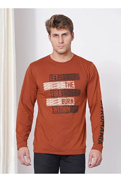 LAUREN SMITH تي شيرت رجالي كاجوال برقبة دائرية وأكمام طويلة وطبعة لوبير، مصنوع من مزيج القطن