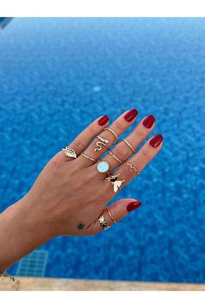 Miliva Gold Ring Set |   10 Ring Combination |   Ring Without Number