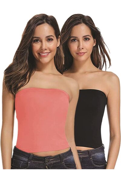 Glamroot Women's Seamless Strapless Crop Top Tube Top Inner Camisole, Free Si...