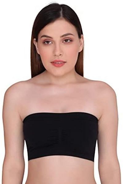 Glamroot Women's Strapless Seamless Padded Bandeau Tube Top Bra, Removable Pads, Free Size