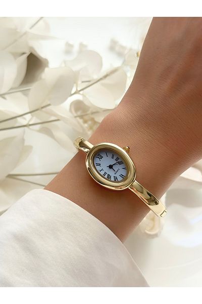 Forsining -(Gold Color) Blue Inner Dial Handcuff Model Women's Wrist Watch