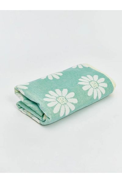LC Waikiki LCW ACCESSORIES Γυναικεία πετσέτα παραλίας με πράσινο λουλούδι 70x150 cm