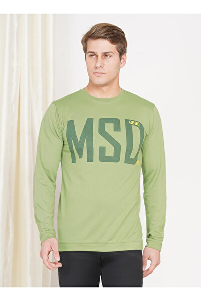 LAUREN SMITH تي شيرت رجالي كاجوال برقبة دائرية وأكمام طويلة وطبعة لوبير، مصنوع من مزيج القطن