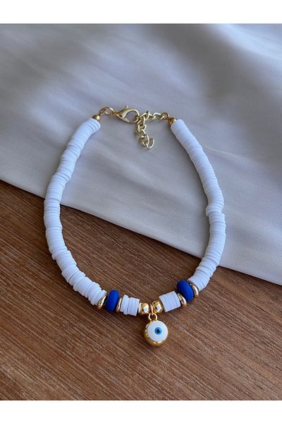Miliva Evil Eye White Fimo Anklet