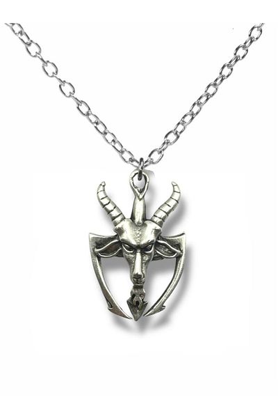 Herşey Nota Silver Color Unisex Necklace with Pagan Goat Devil Figure – Gothic and Alternative Jewelry